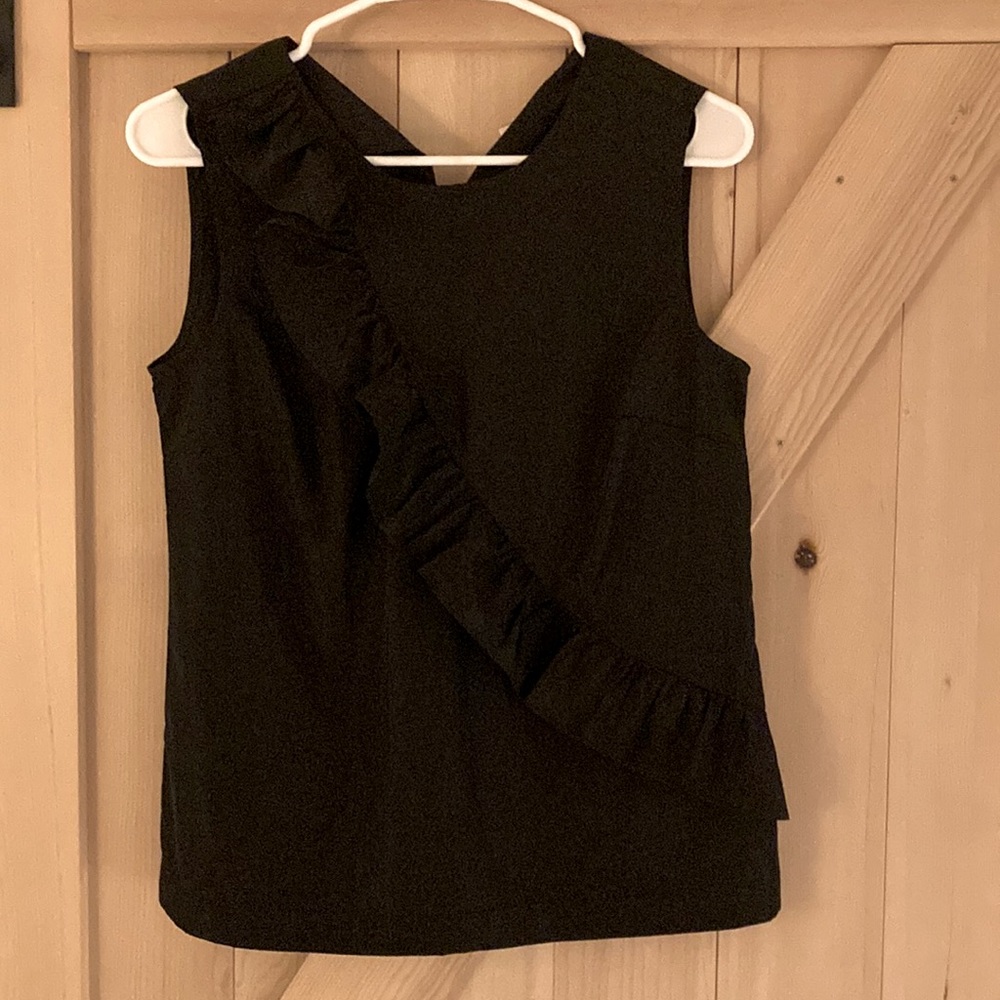 Ruffle detail black tank top